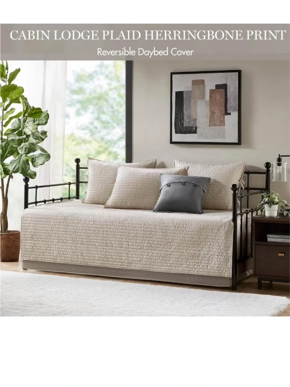 Madison Park Ridge Daybed Cover Set - Cabin Lodge Plaid Herringbone Print
